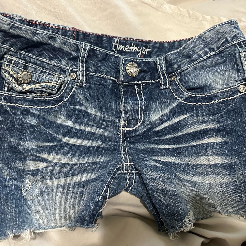 Amethyst Jeans Distressed Blue Jean Shorts